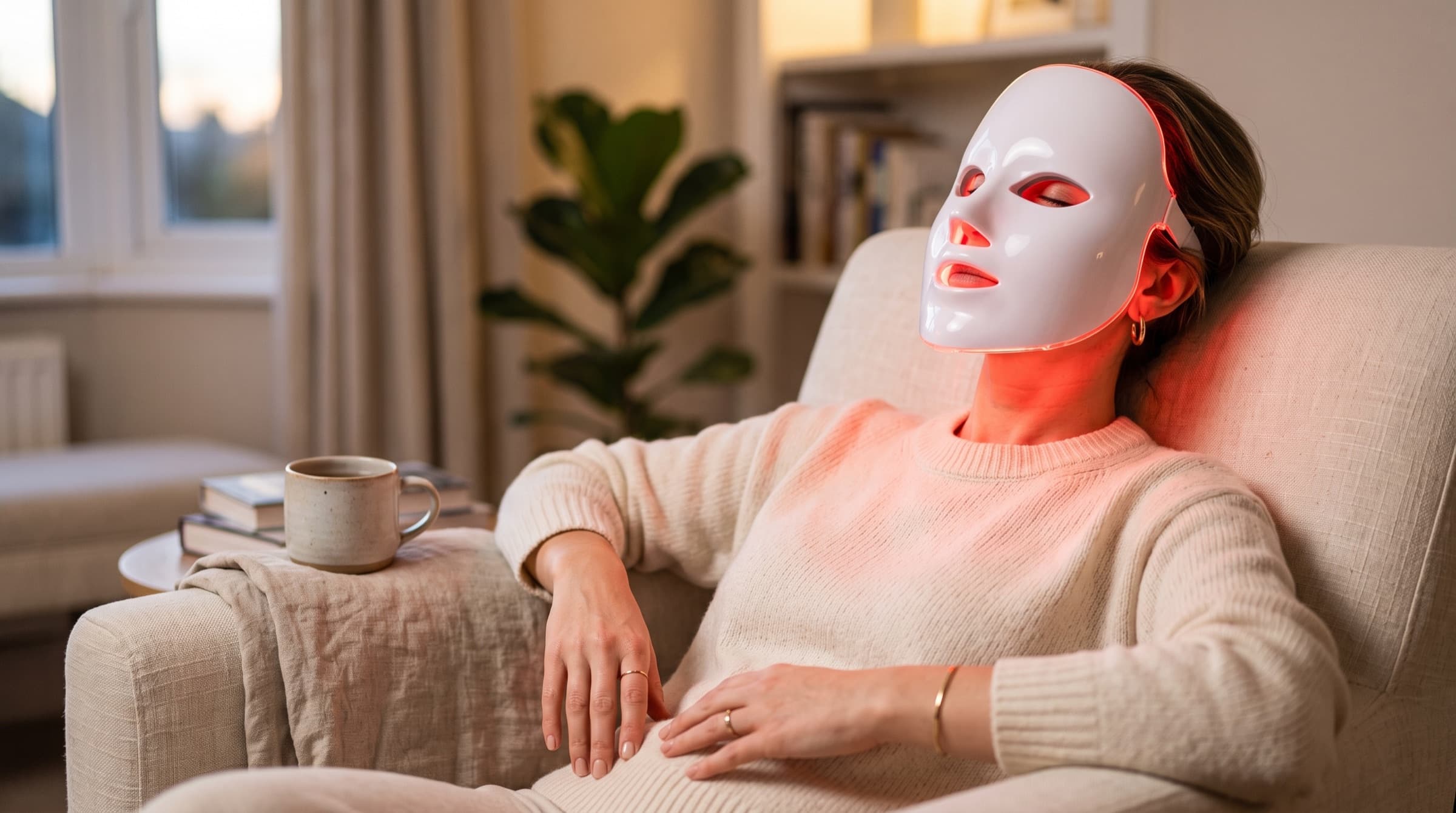 Do LED face masks work: red light therapy mask in use