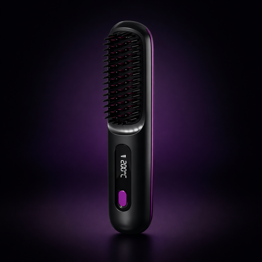 Cordless Hair Straightener Brush Rechargeable USB Ceramic Heating