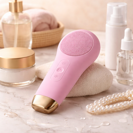 Electric Silicone Facial Cleansing Brush With Cold & Heating Function