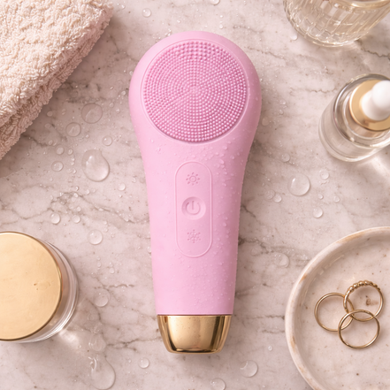 Electric Silicone Facial Cleansing Brush With Cold & Heating Function
