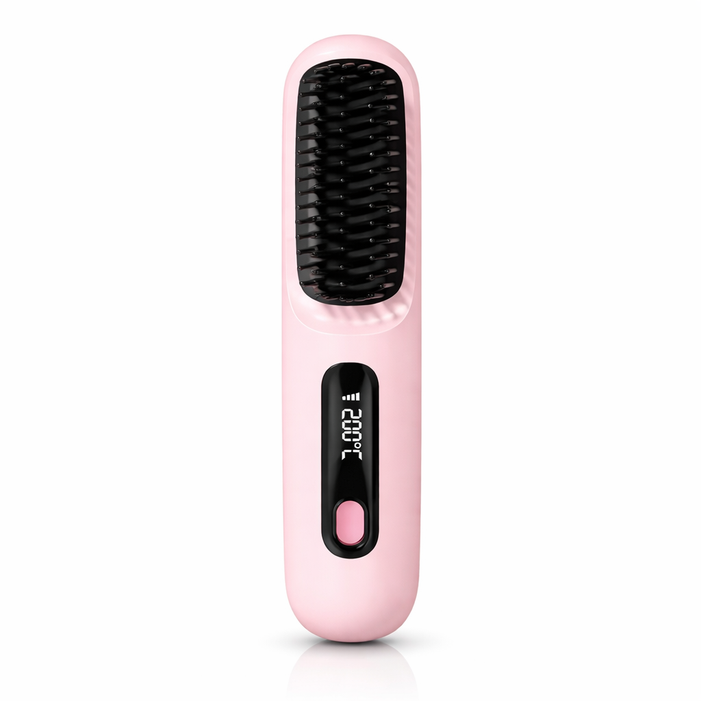 Cordless Hair Straightener Brush Rechargeable USB Ceramic Heating